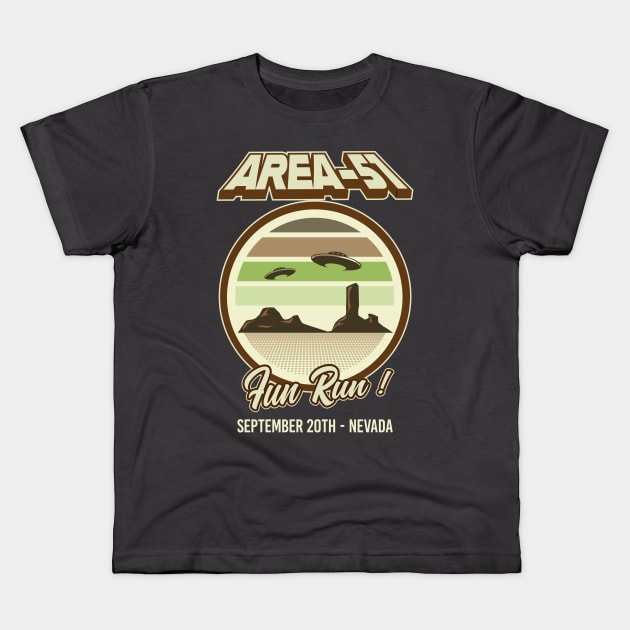 Area 51 Fun Run Kids T-Shirt by Graphiksmash